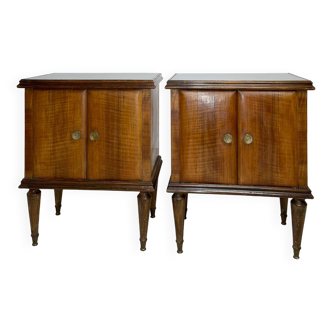 Black/gold top glass bedside tables  1950s