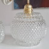 Pair of chiseled glass sconces