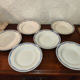 6 assiettes creuses Moulin des loups et Hamage Orchies France à motifs Années 50