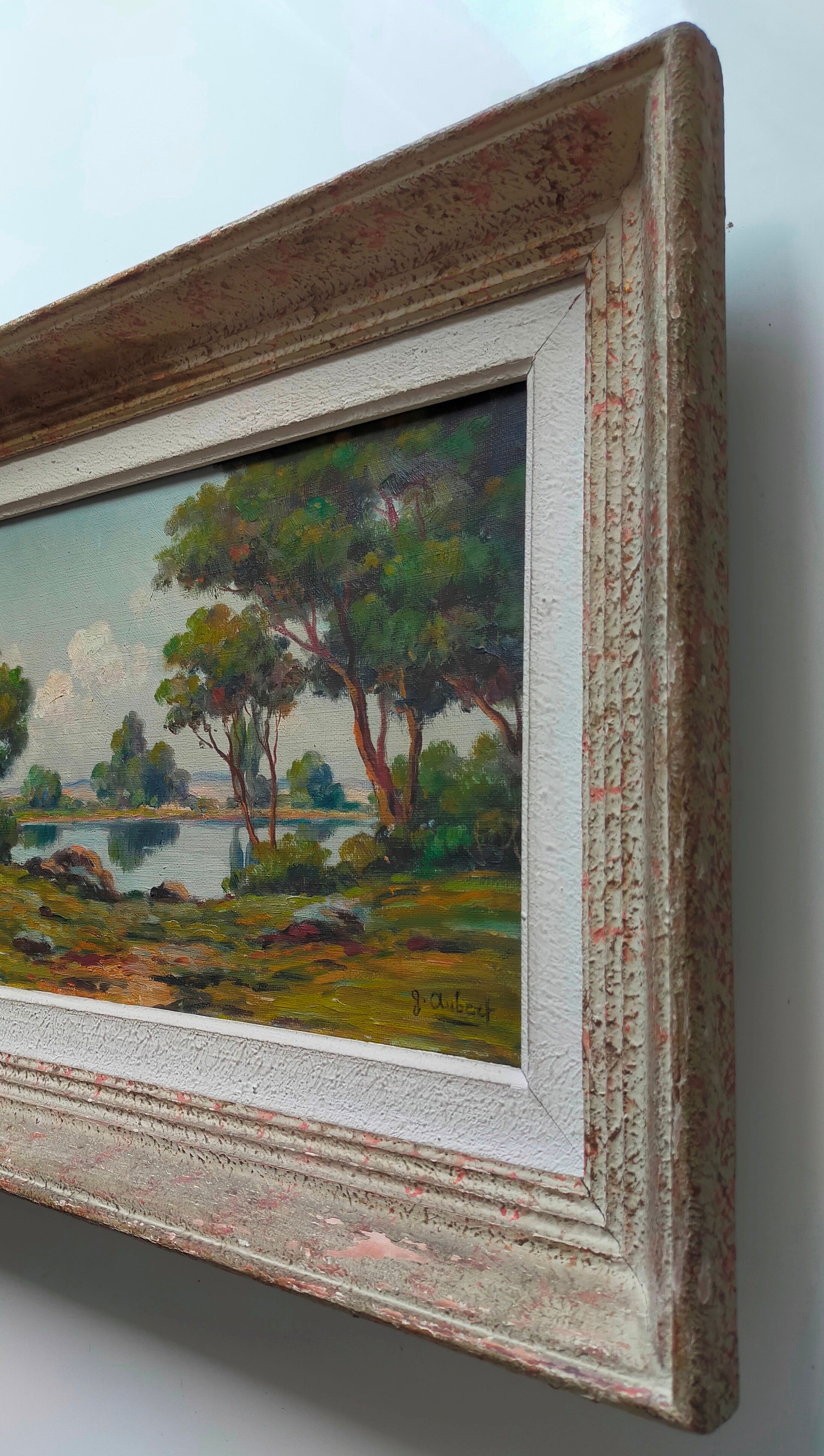 Oil on canvas signed Gaston Aubert Landscape of the countryside