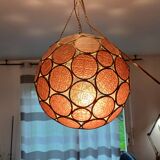 Vintage Round and Colored Glass Pendant Light