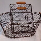 Duo of aged metal mesh baskets