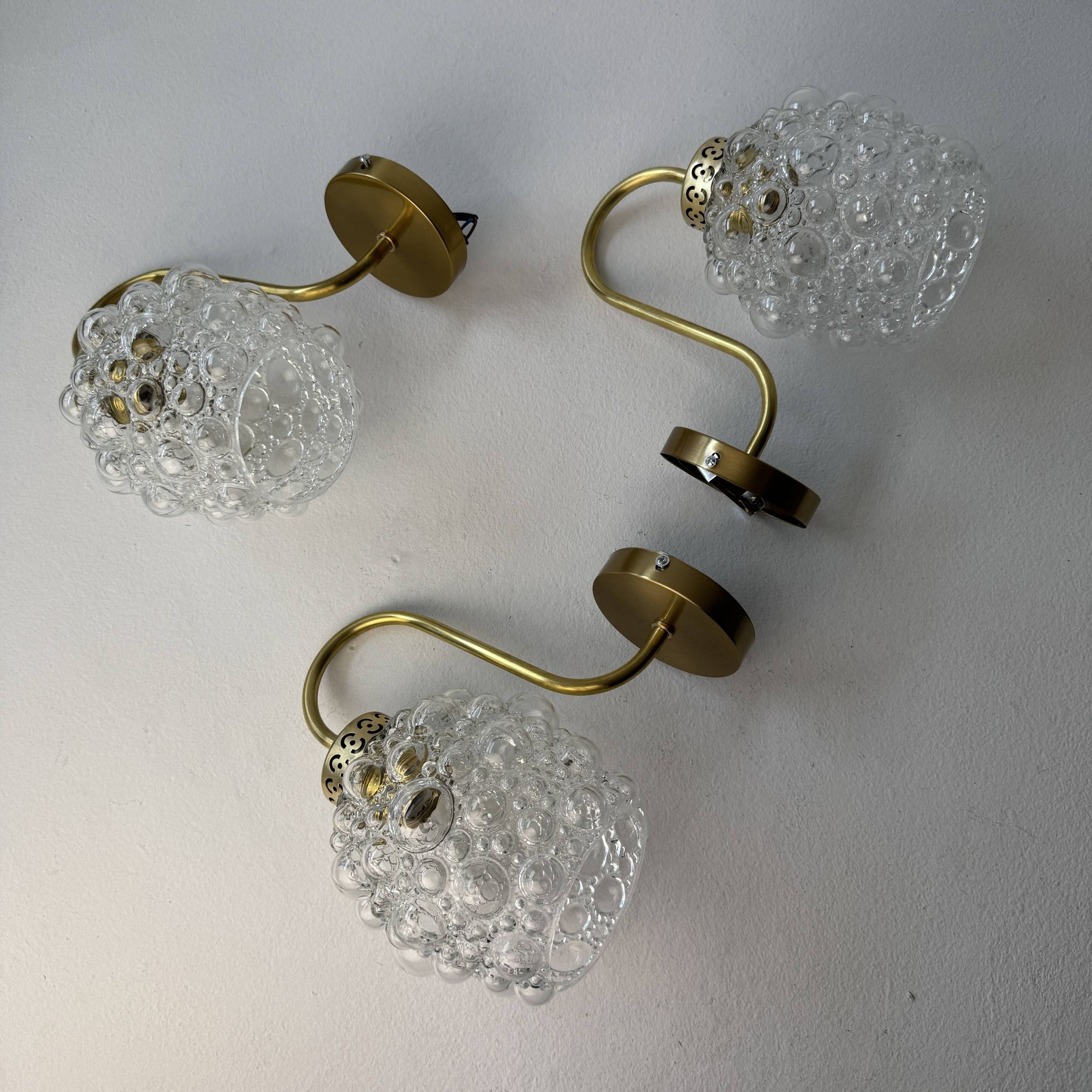 Lot 3 ancienne appliques en verre bulle vintage