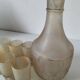 Frosted glass carafe and 6 stemmed glasses set