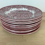 10 plates earth of iron red Royal Tudor model 17th century England ironstone