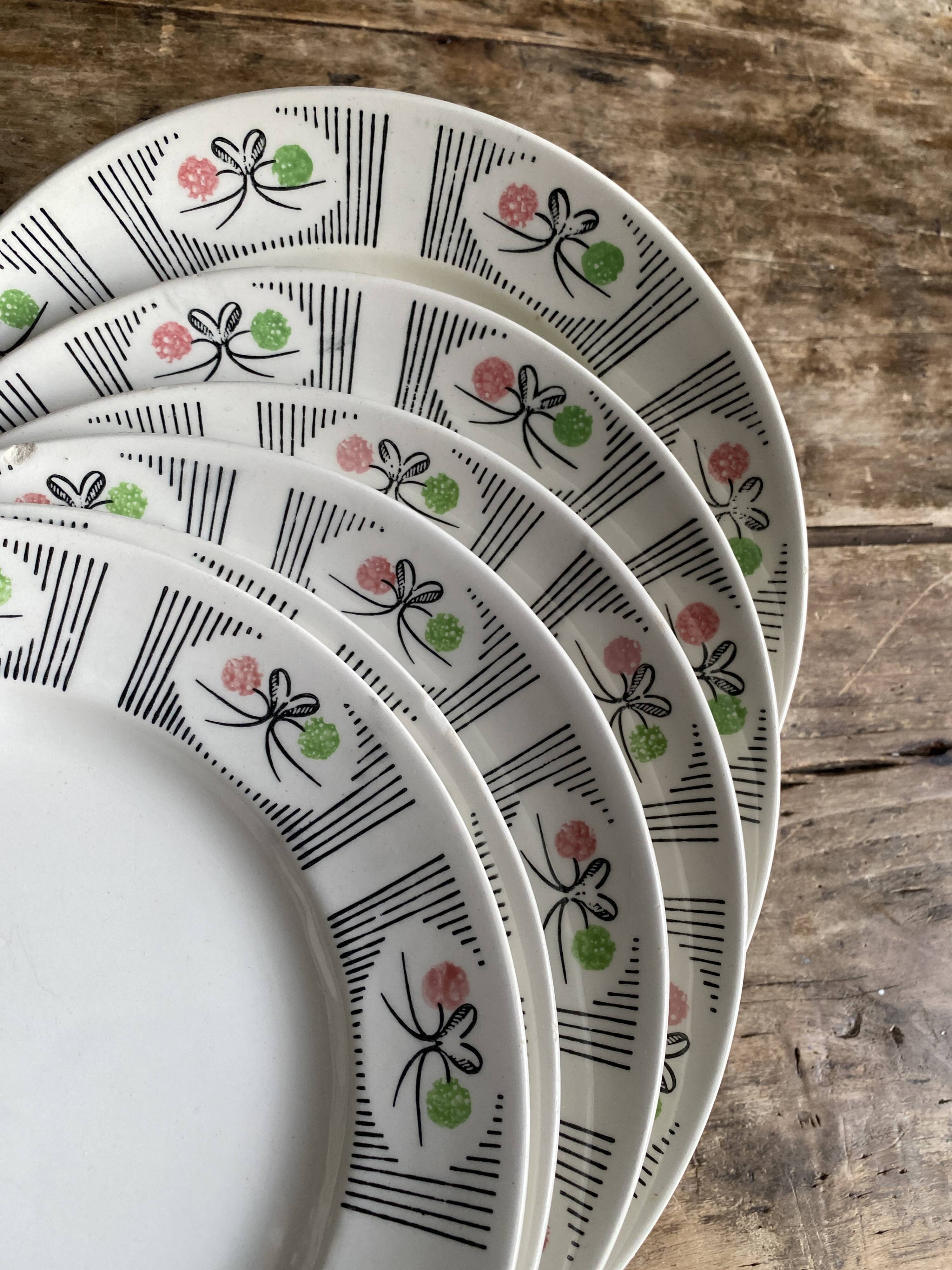 Set of 6 vintage plates Gien France - Model Marie-José