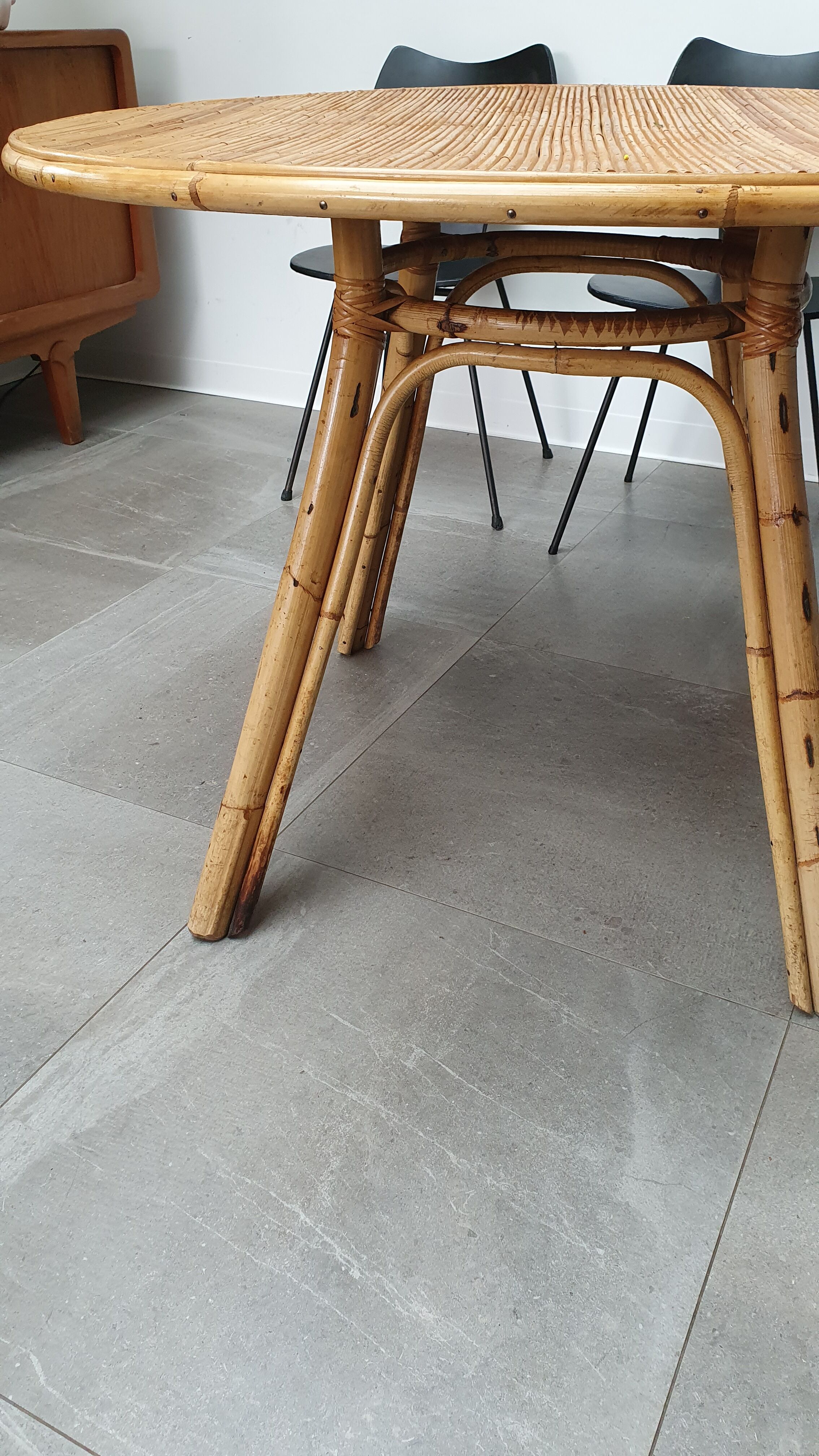 Rattan dining table from the 60s