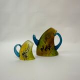 Kjell Engman for Kosta Boda Sweden Tea pot and mug Art glass , 1980's