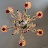 Venetian chandelier in multicolored Murano glass, 6 light arms circa 1920
