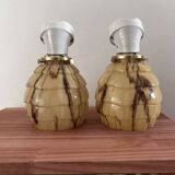 Pair of marbled opaline wall lights