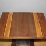 Art Deco period pedestal table in oak and nickel-plated bronze circa 1930