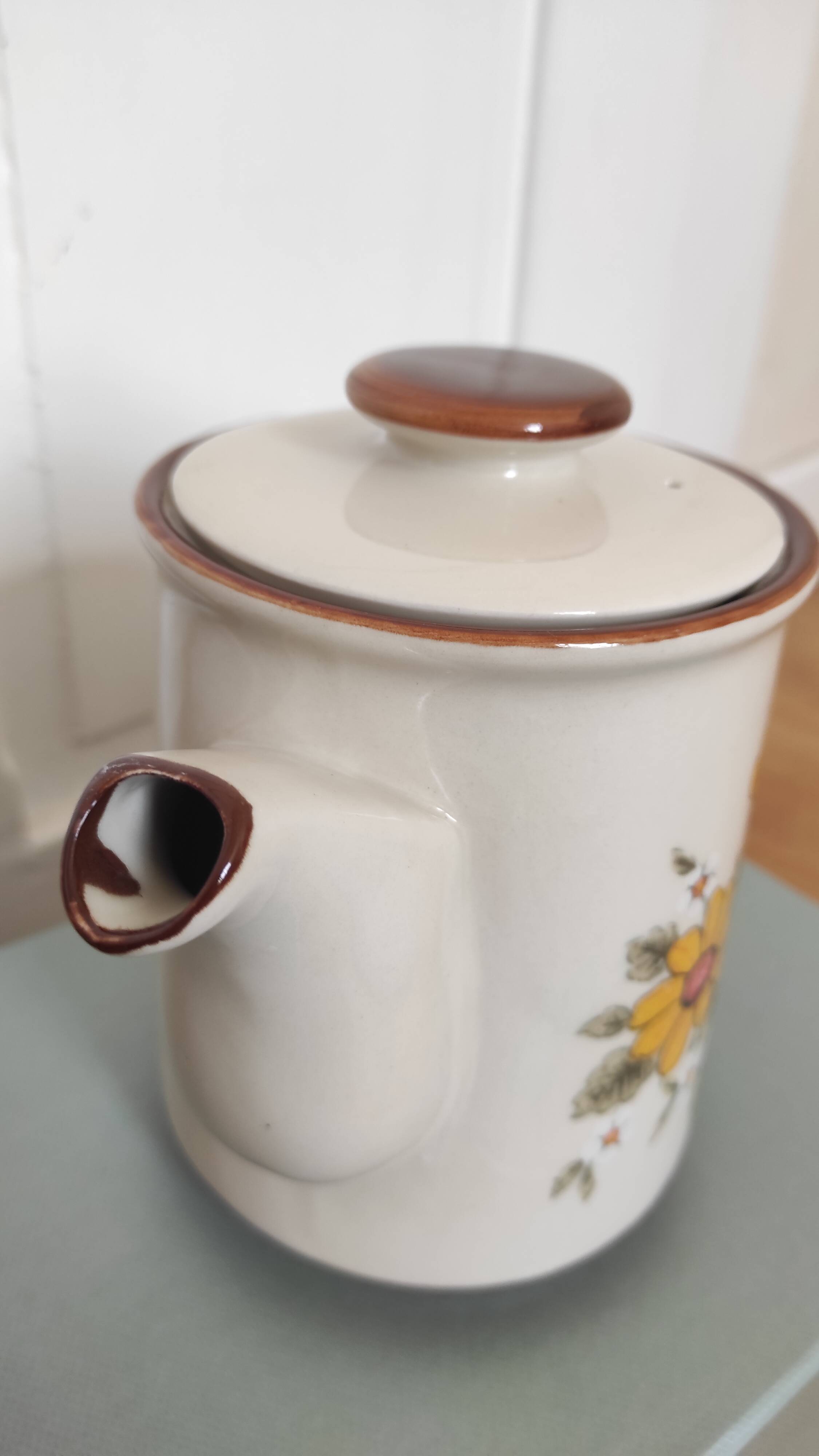 Vintage stoneware flower teapot