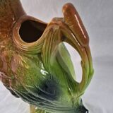 Old barbotine jug Saint Clément Mallard Duck A027