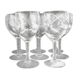 Set of 8 glasses of chiseled wine