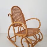 Rocking-chair child rattan and vintage caning