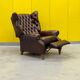 Brown vintage handmade chesterfield recliner armchair