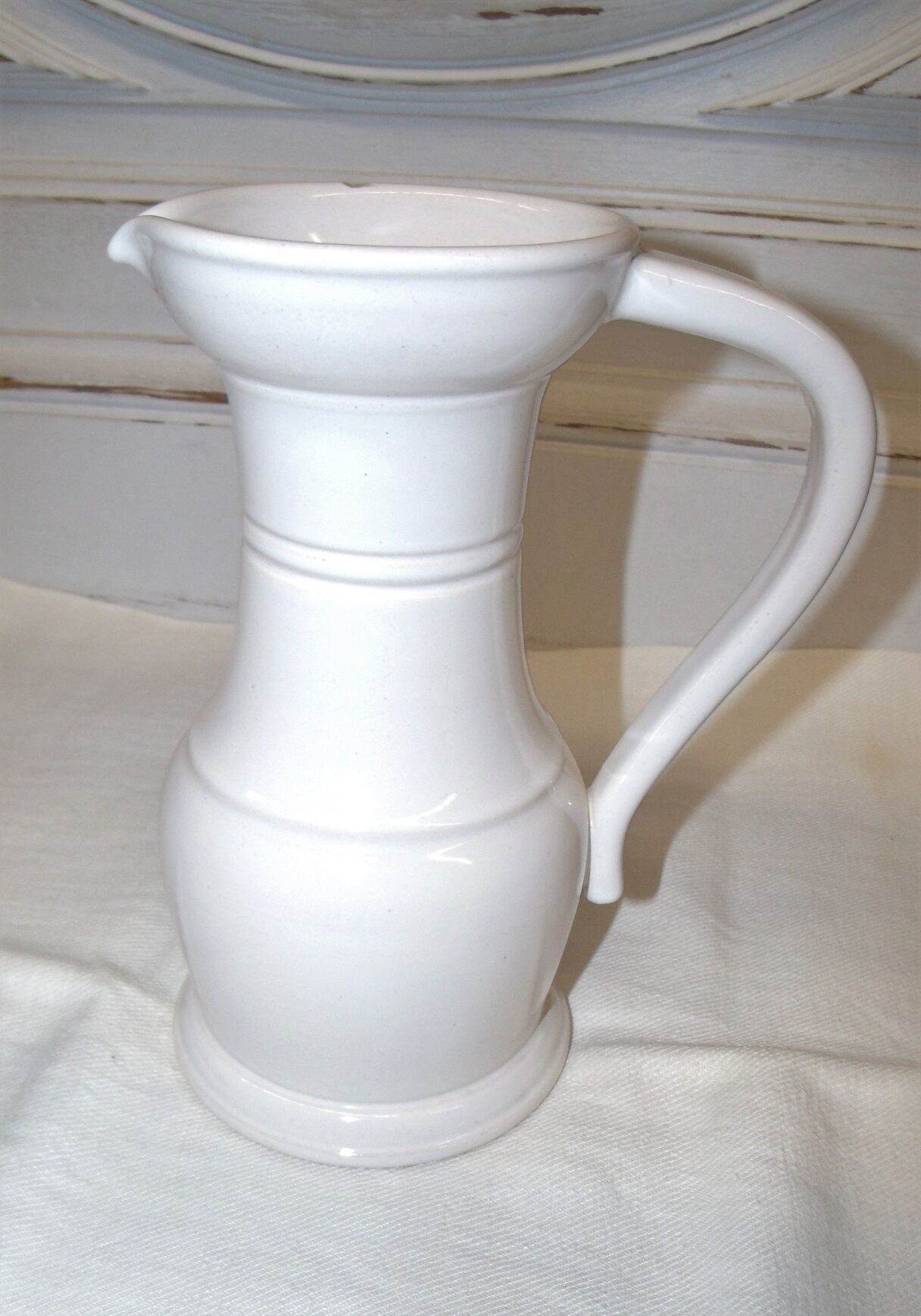 Pitcher ceramic white pitcher signed San pol