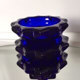 Old reims glass candlesticks cobalt blue