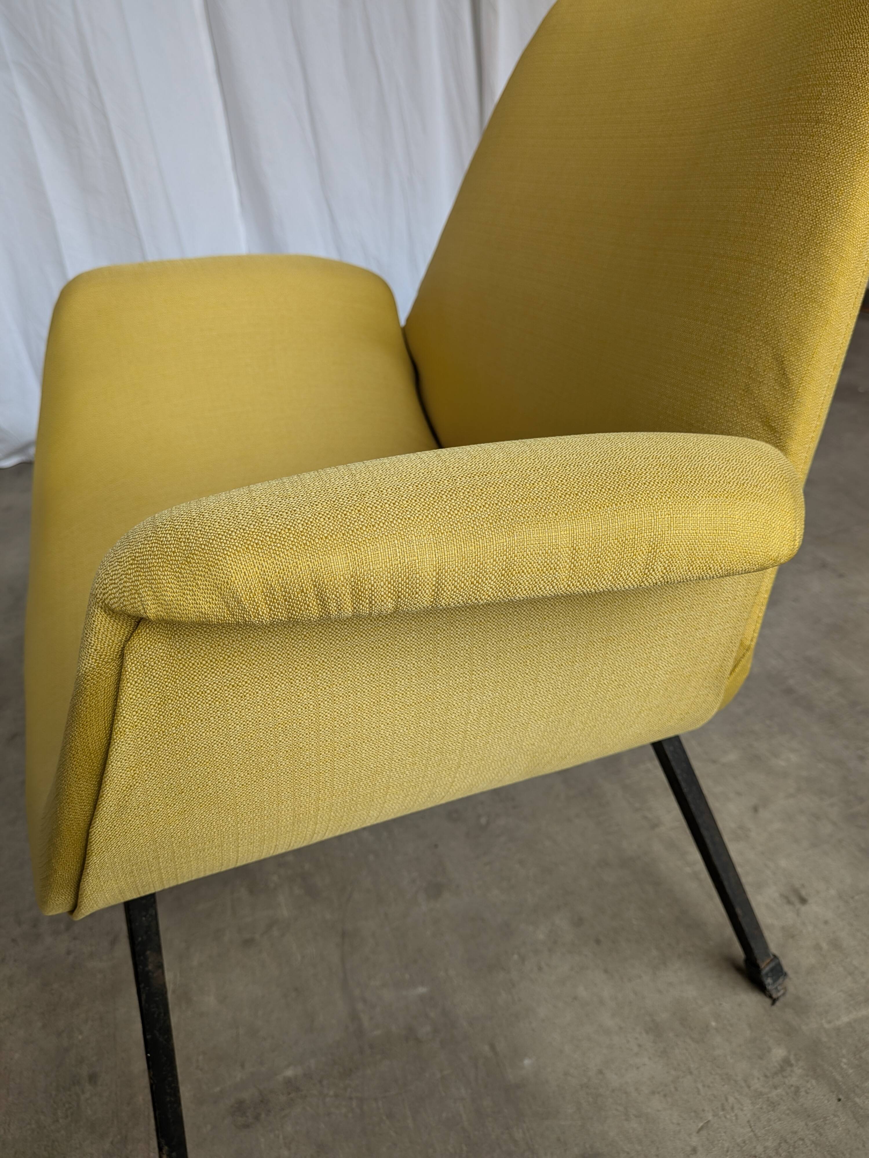 Vintage Mid-Century Modern Yellow Fabric Armchair - Alvin Lustig Style