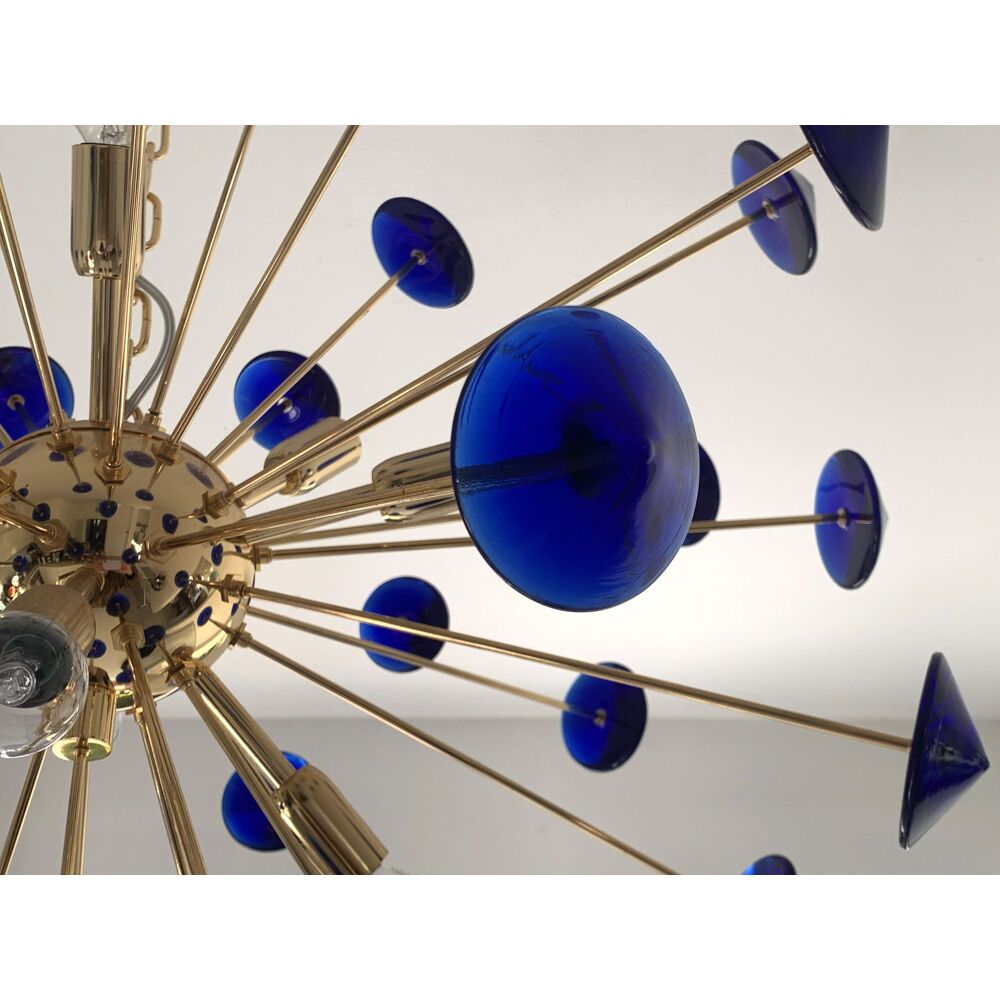 Blue “coni” murano glass sputnik oval chandelier
