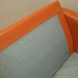 Orange leather sofa, Danish design, 1970s, production: Denmark