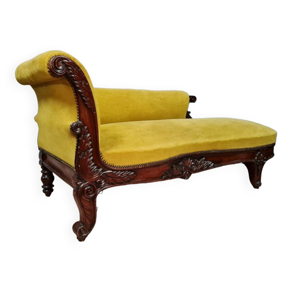 Banquette méridienne Napoléon III en acajou