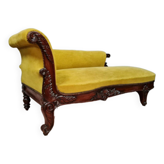 Napoleon III mahogany chaise longue bench