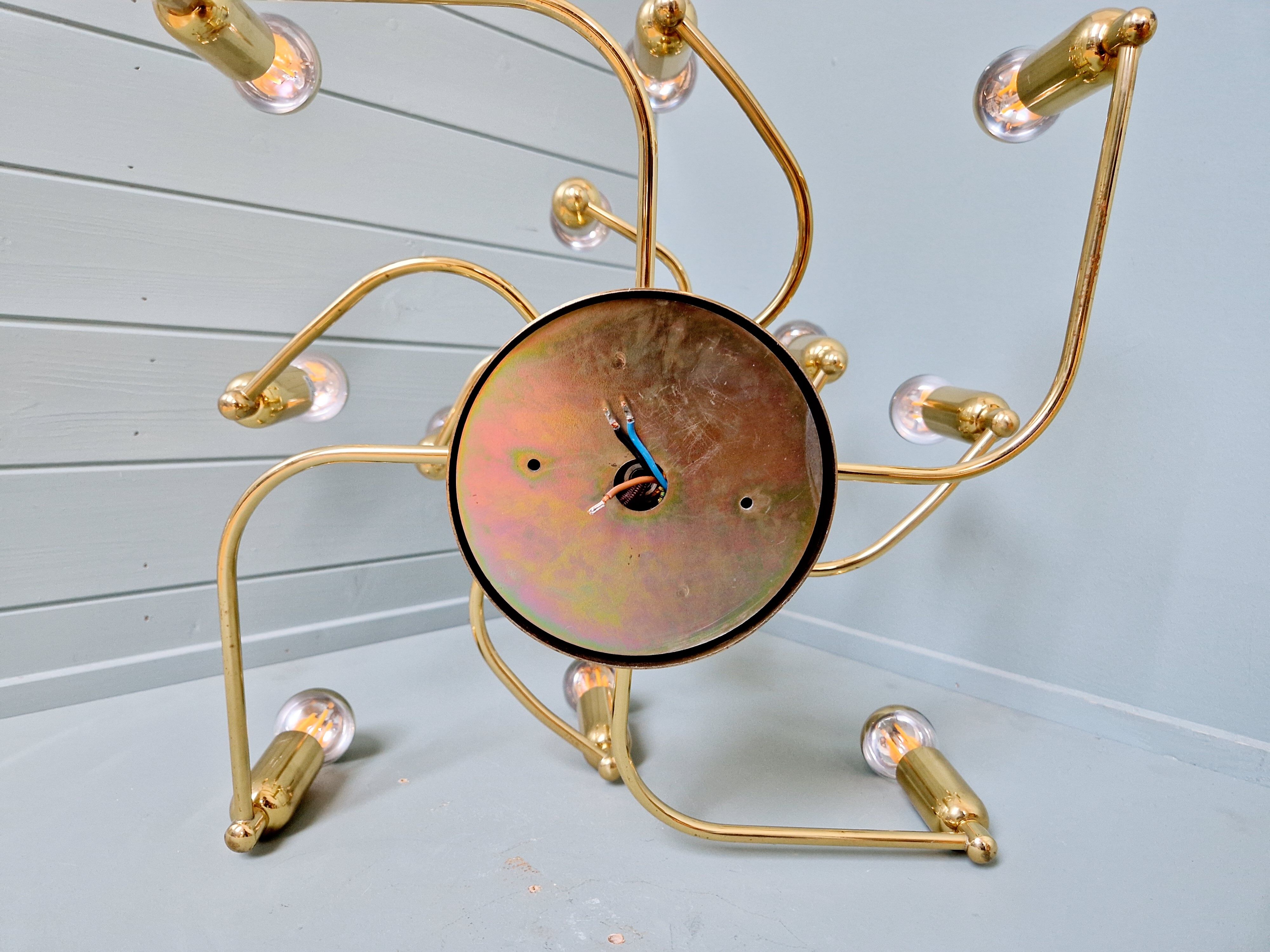 Brass ceiling light/chandelier, 1970s design