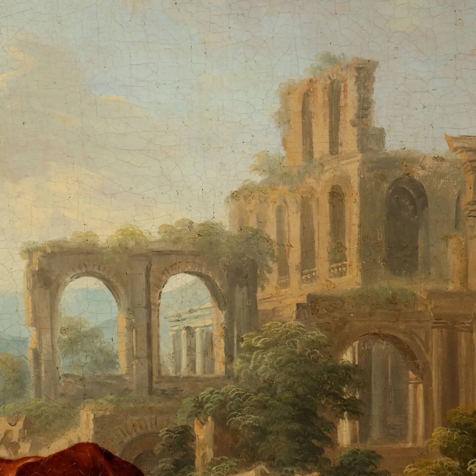 Old painting signed by Christian Georg Schütz I, landscape from the 1700s.