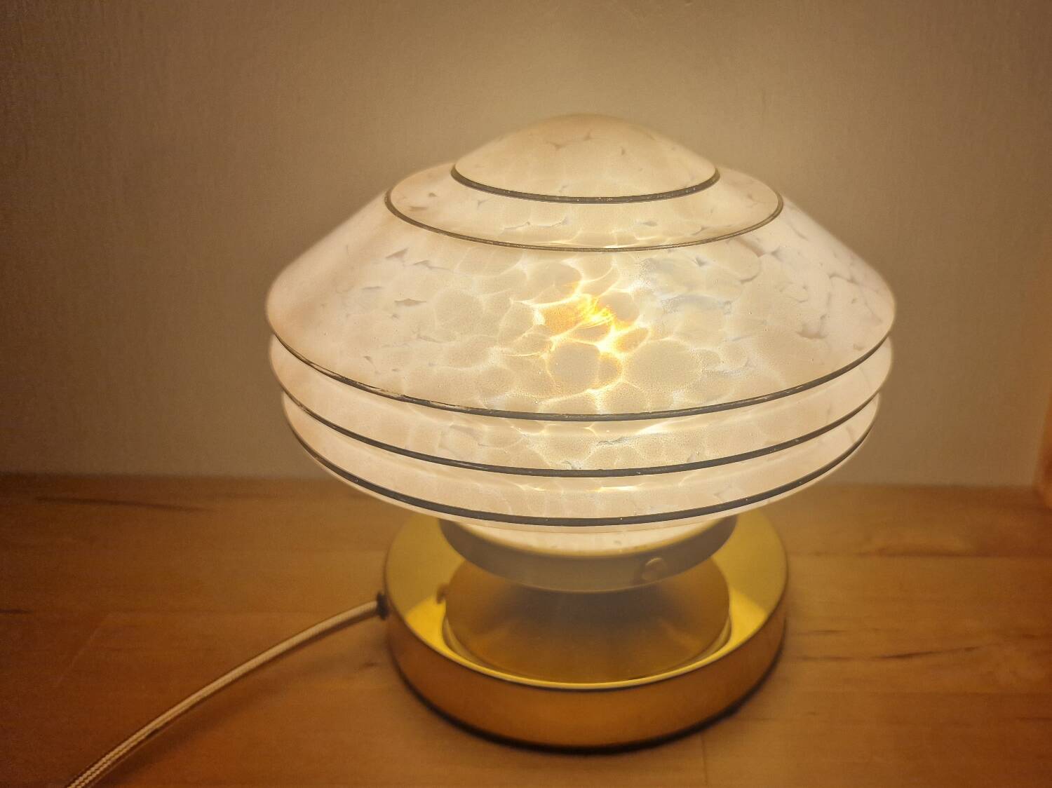 Art Deco glass touch lamp in pink Clichy glass