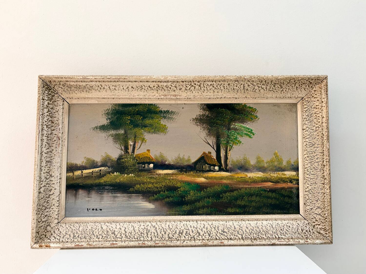 Oil on canvas Countryside Landscape - Polo (40 x 70 cm)