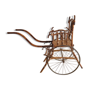 Drag chair curved wood and wicker XIXth