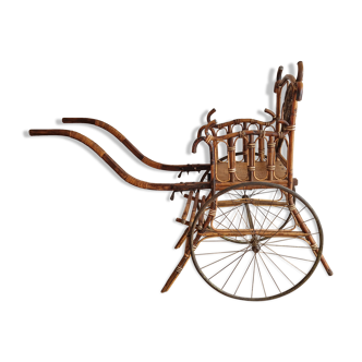Drag chair curved wood and wicker XIXth