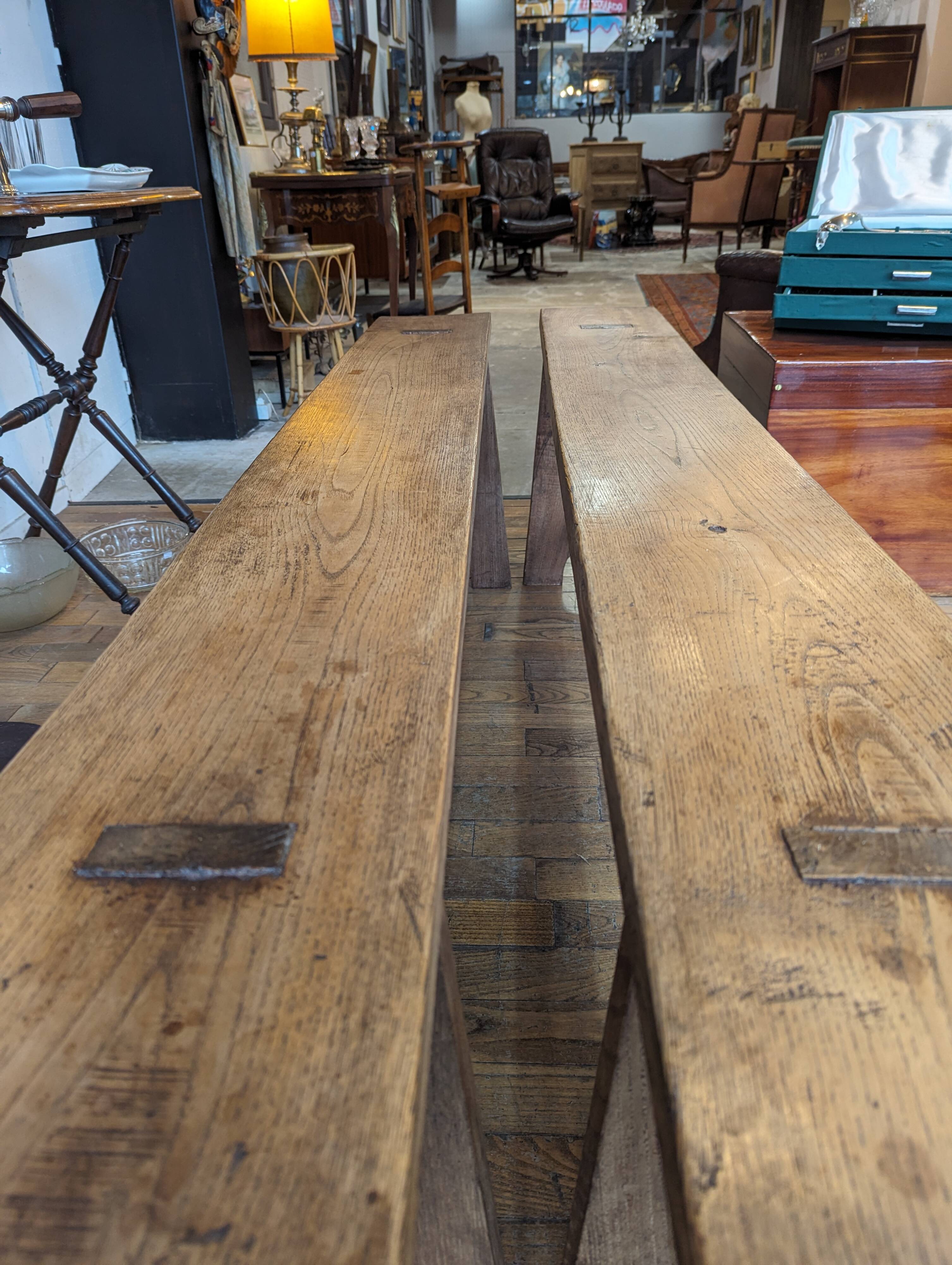 Pair of chestnut benches