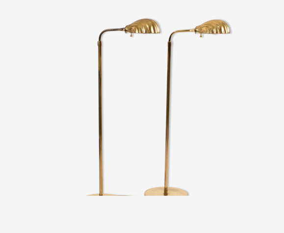Paire de lampes coquillage en laiton, hauteur ajustable, 1960