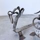 Paire de chenets zoomorphes métal « chiens » 1950