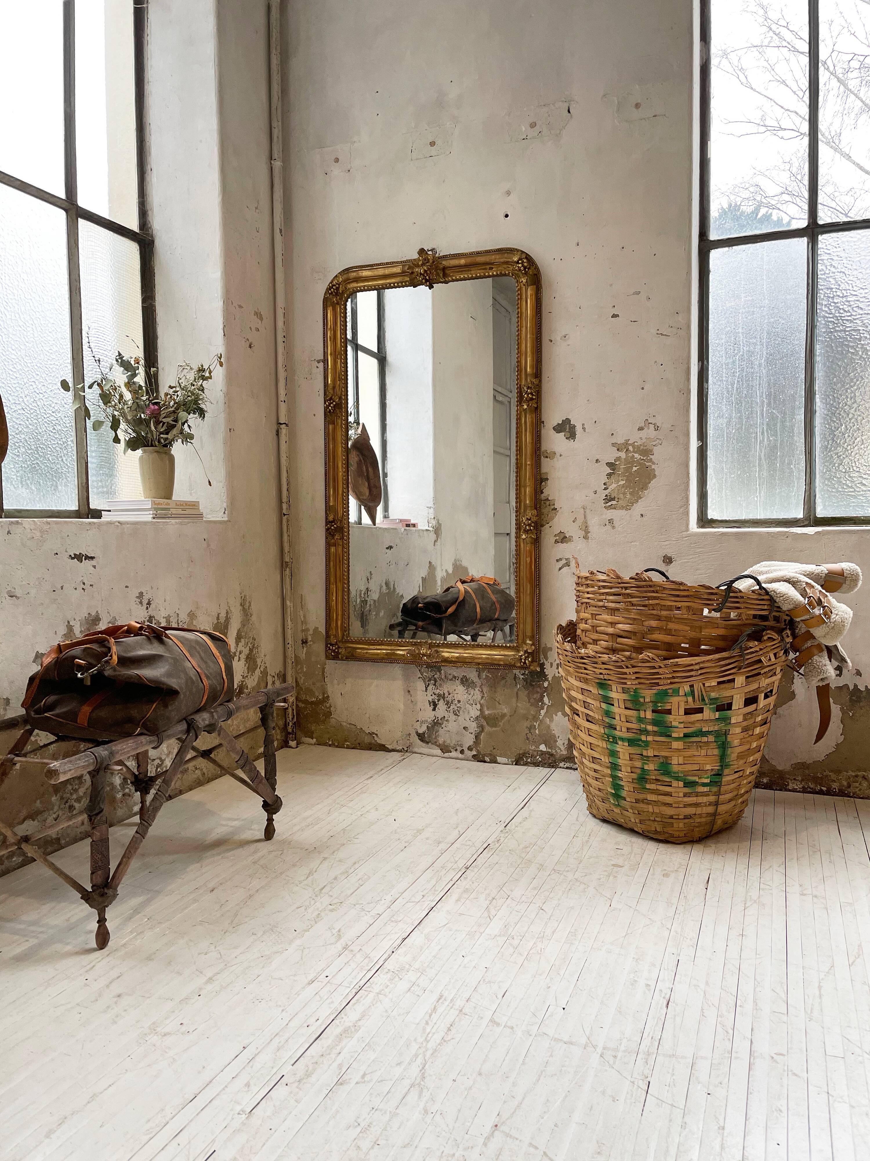 Louis Philippe Flowered Mirror 19th 84x150cm