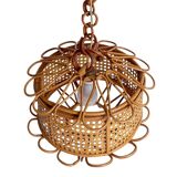 Handcrafted Bamboo and Rattan Pendant Lamp, Spanish Modernist, 1960s