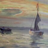 "Boats at Sunset" by Kaj Brandstrup