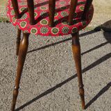 Vintage chairs, wooden, with splayed legs, both.