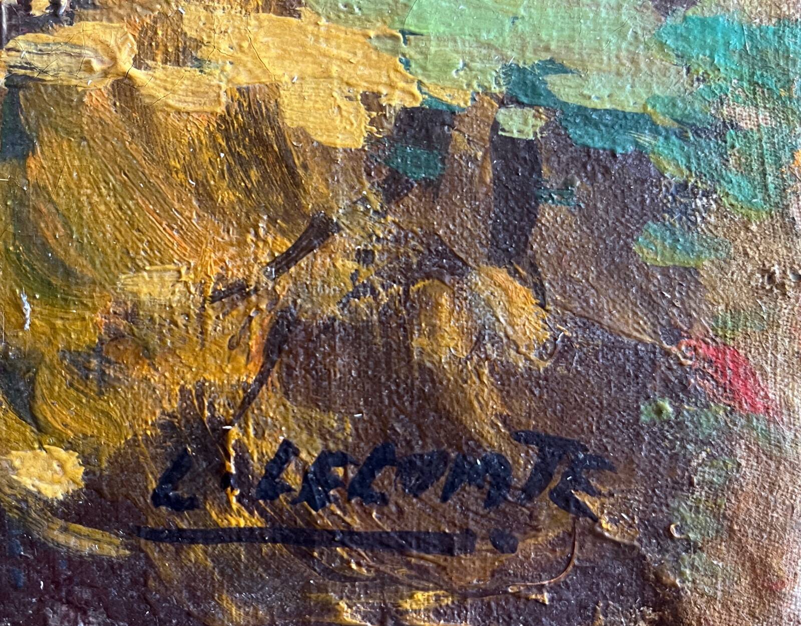 Tableau HST "Autumn Reflection" Post-Impressionist landscape signed