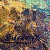 Tableau HST "Autumn Reflection" Post-Impressionist landscape signed