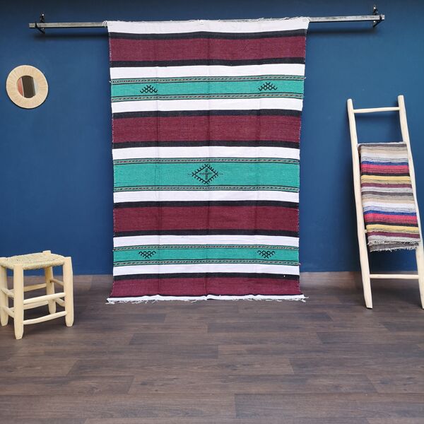 Tapis berbère fait main en coton multicolore 140x225 cm