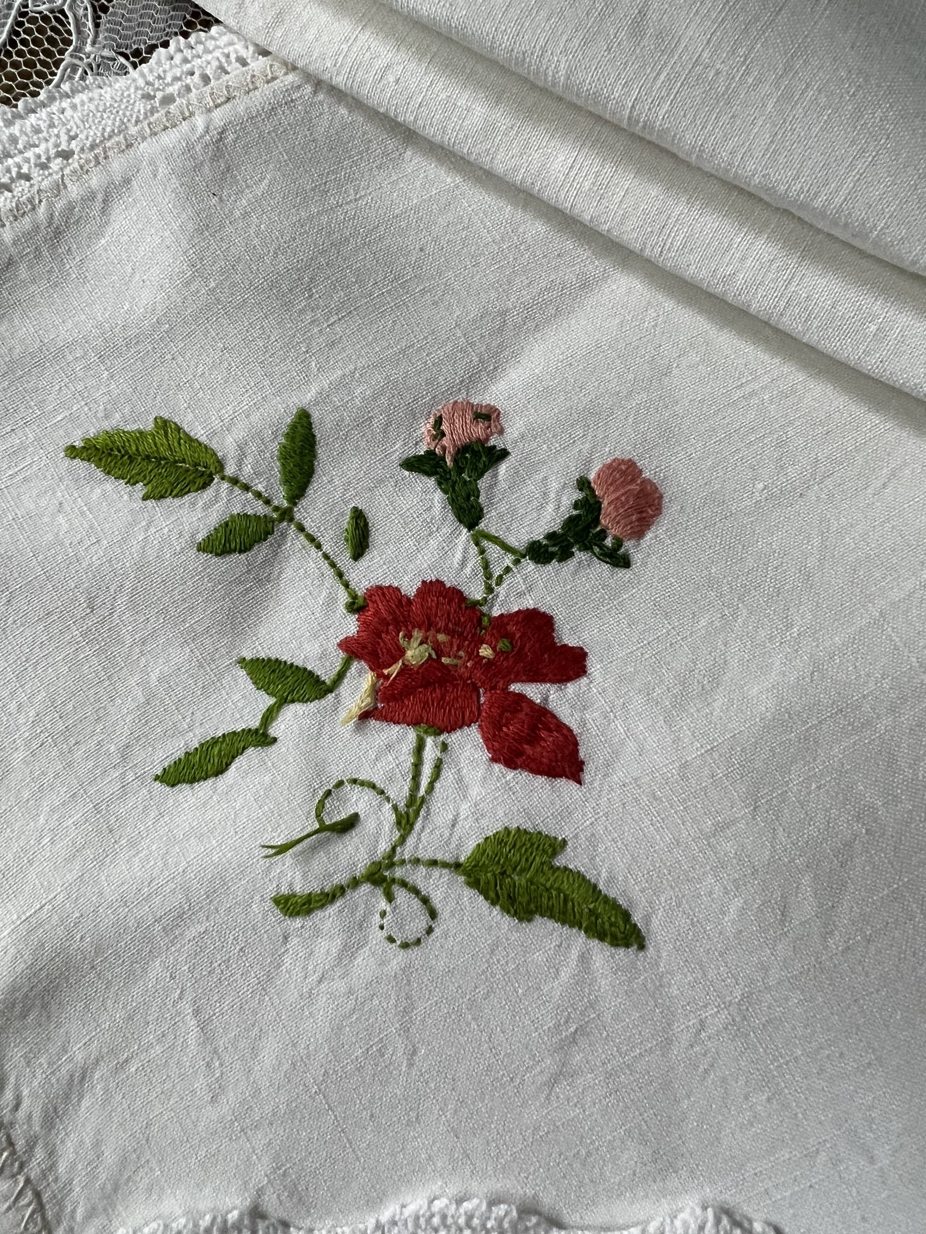 7 antique and embroidered napkins