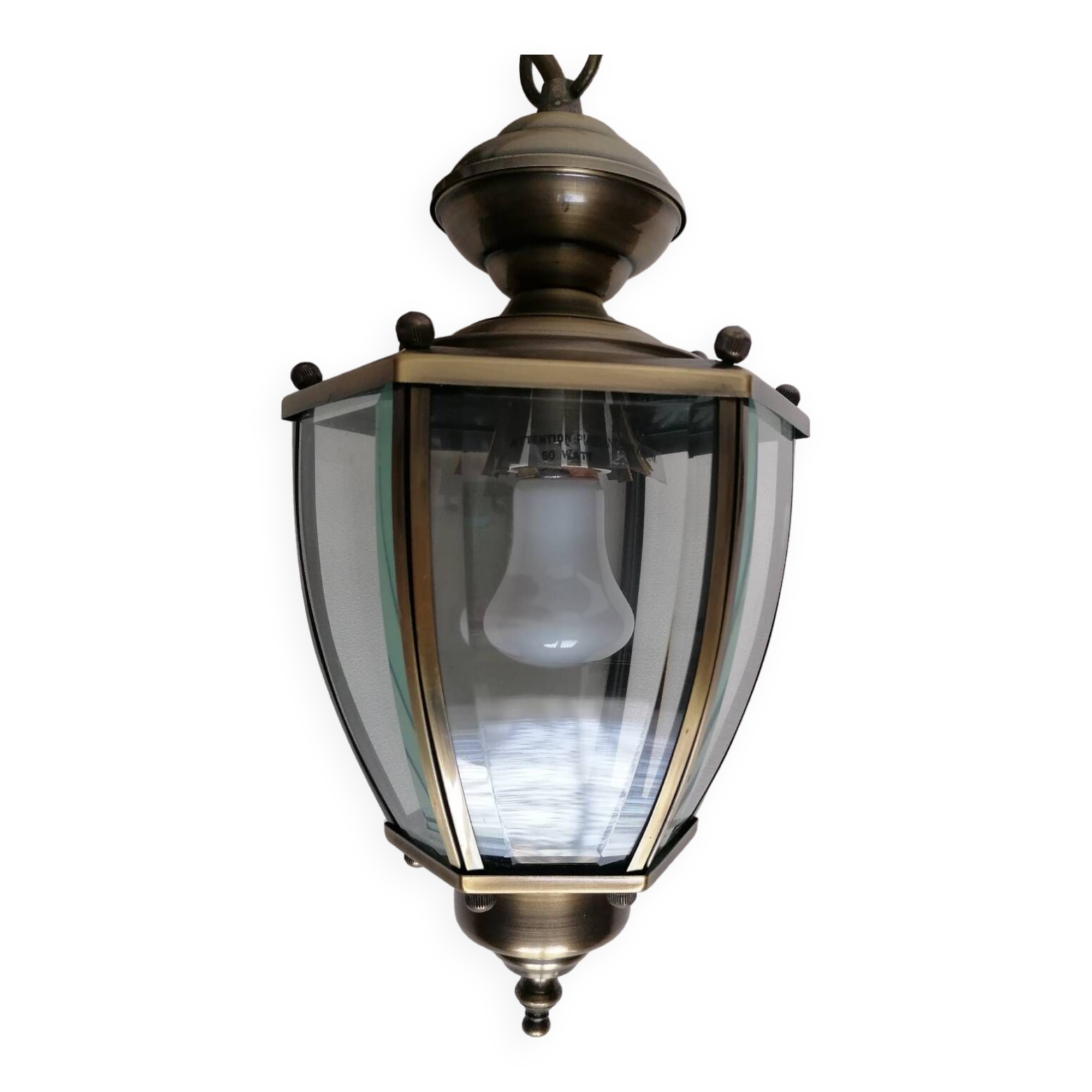 Suspension lanterne verres biseautés 6 faces