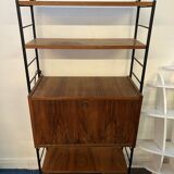Ladderax, scandinavian desk bookcase in teak and black iron