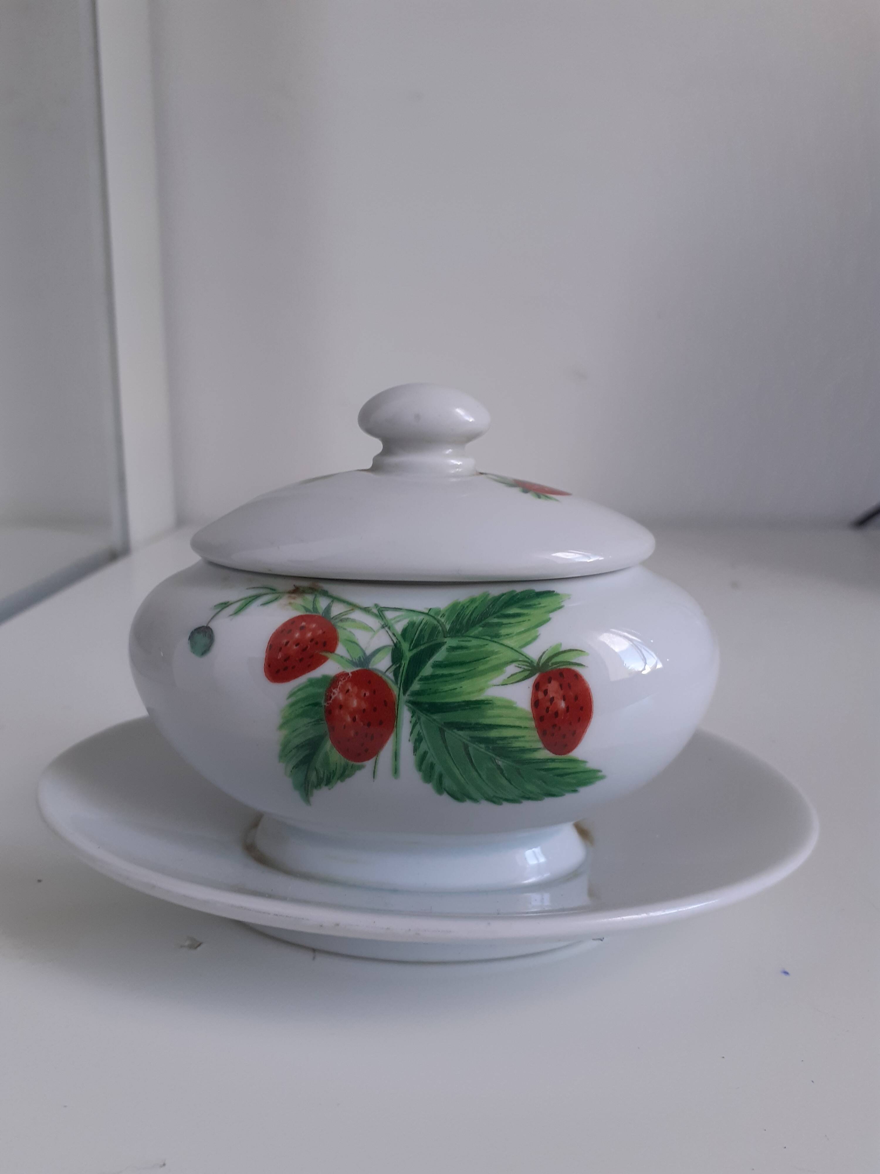 MUSTARD POT PORCELAIN FROM PARIS decor Wild Fruits