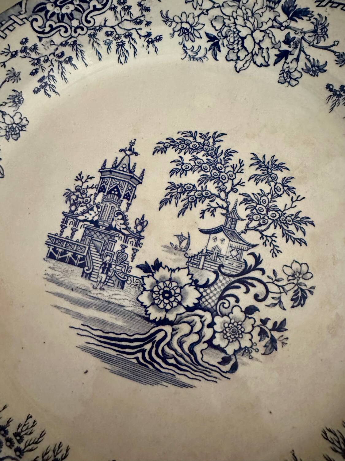 Large round antique dish