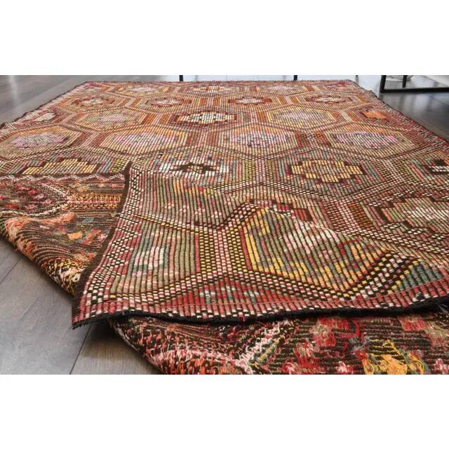 Vintage Turkish Oushak Handmade Wool & Cotton Brown Area Rug 164x288