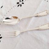 Silver cutlery, 1 fork and 1 spoon, Orfévrerie Saint Médard